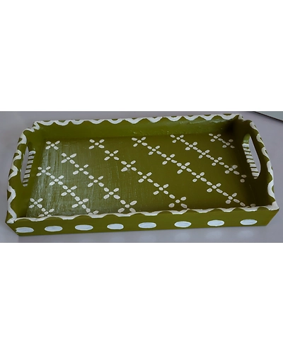 Artistry in Function: Hand-Painted Wooden Tray-1