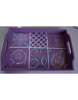 Charming Elegance: Hand-Painted Wooden Tray"