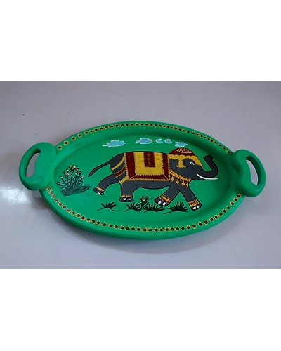 Majestic Elegance: Handpainted Elephant Tray-12645541