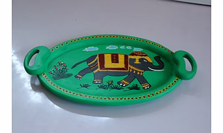 Majestic Elegance: Handpainted Elephant Tray