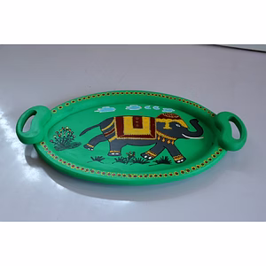 Majestic Elegance: Handpainted Elephant Tray