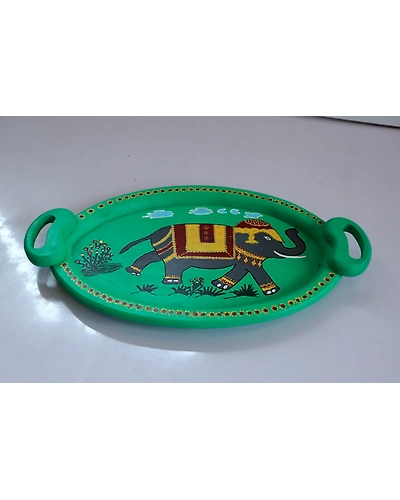 Majestic Elegance: Handpainted Elephant Tray-2