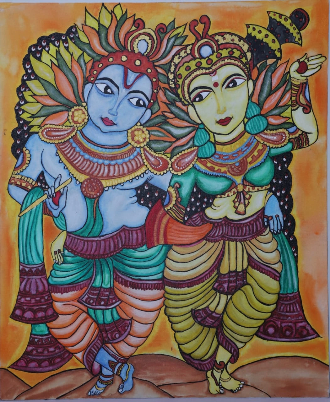 Painting : Divine Embrace: Radha Krishna-2