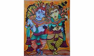 Painting : Divine Embrace: Radha Krishna