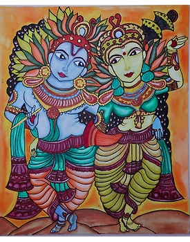 Painting : Divine Embrace: Radha Krishna