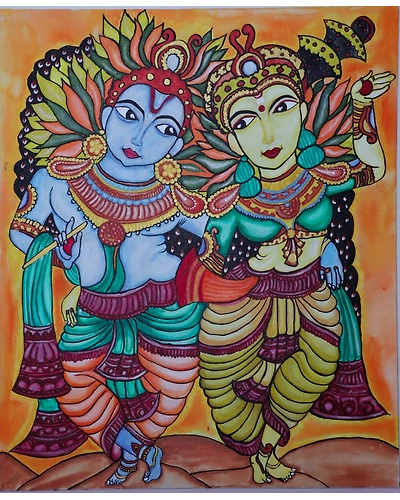 Painting : Divine Embrace: Radha Krishna-12645931