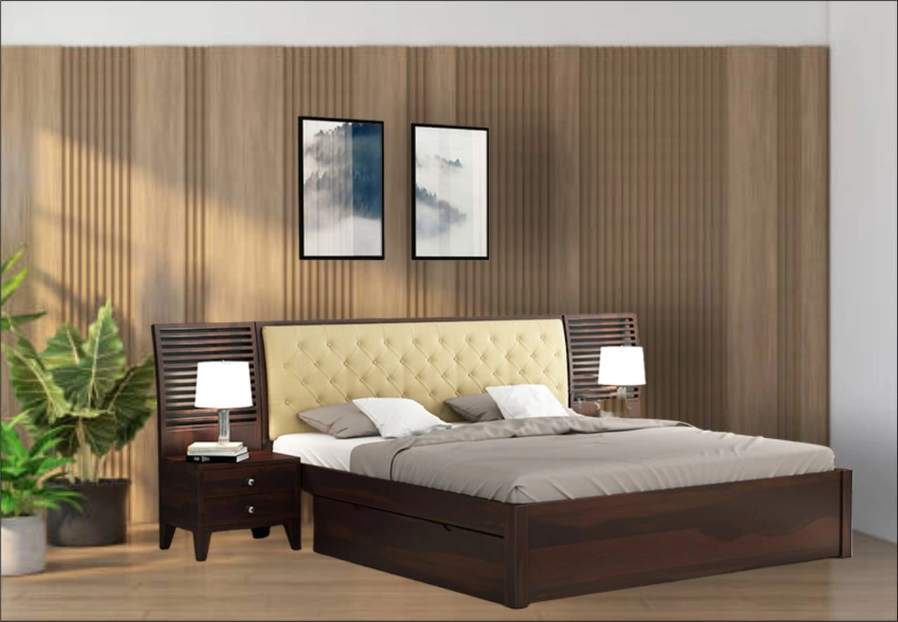 Wooden Bed with Side Tables : Elegant Sleep-12646441