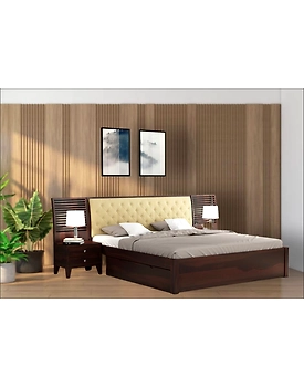 Wooden Bed with Side Tables : Elegant Sleep