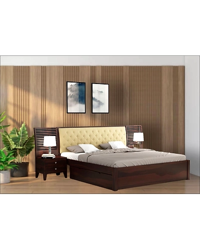 Wooden Bed with Side Tables : Elegant Sleep-12646441