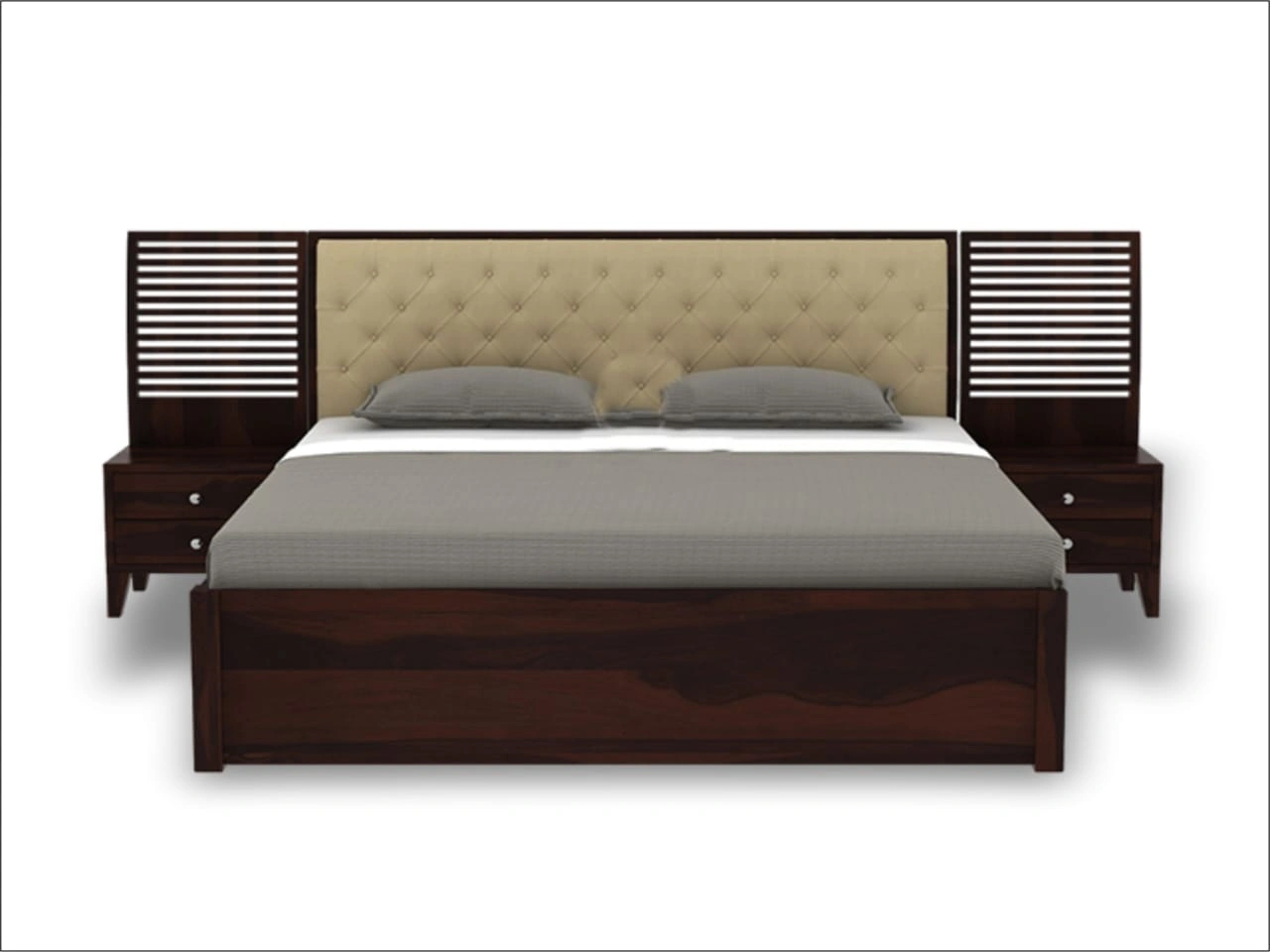 Wooden Bed with Side Tables : Elegant Sleep-1