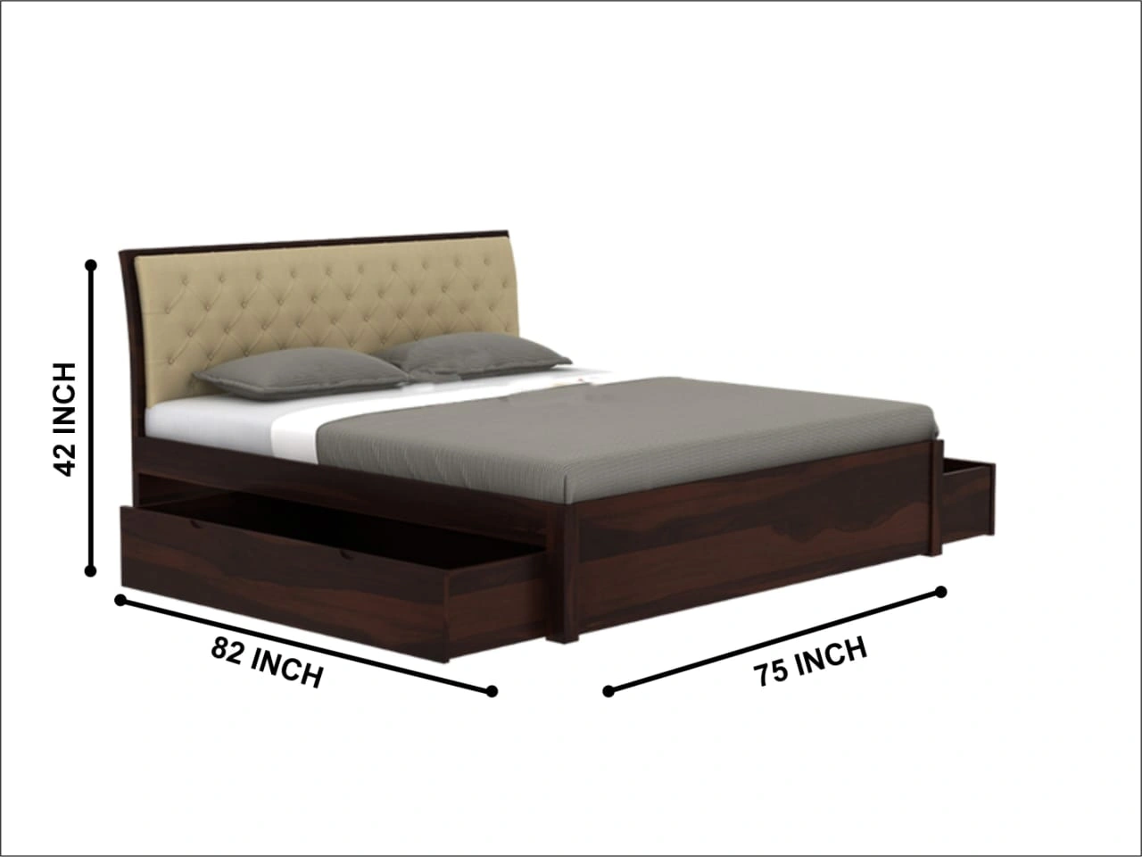 Wooden Bed with Side Tables : Elegant Sleep-3