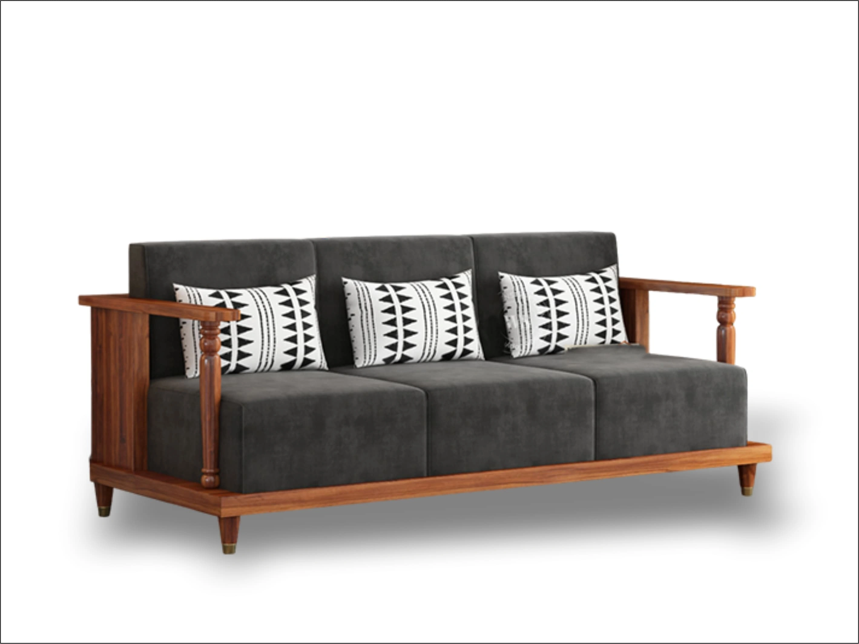 Timeless Elegance: 3+1+1 Wooden Sofa Set-4