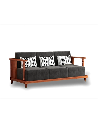 Timeless Elegance: 3+1+1 Wooden Sofa Set-4
