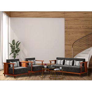 Timeless Elegance: 3+1+1 Wooden Sofa Set