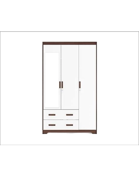Elegant White and Brown Almirah with Storage Box