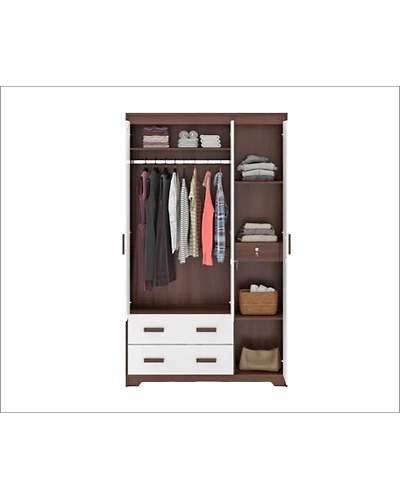 Elegant White and Brown Almirah with Storage Box-2