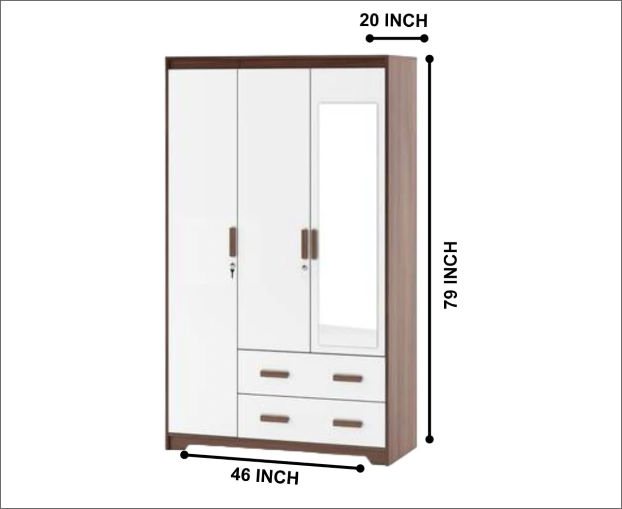 Elegant White and Brown Almirah with Storage Box-3