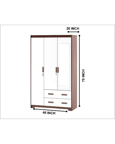 Elegant White and Brown Almirah with Storage Box-3