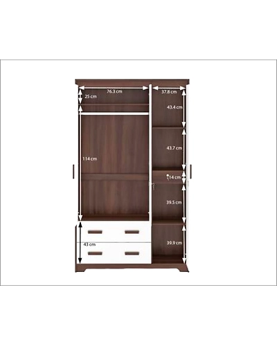 Elegant White and Brown Almirah with Storage Box-4