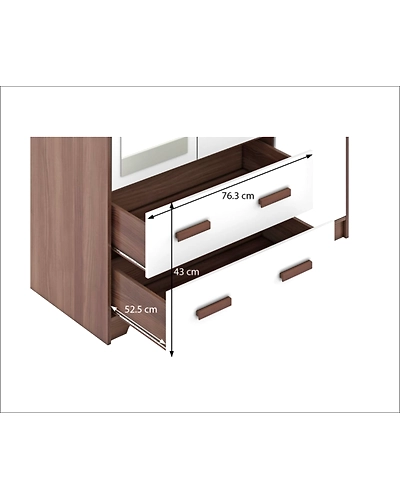 Elegant White and Brown Almirah with Storage Box-5