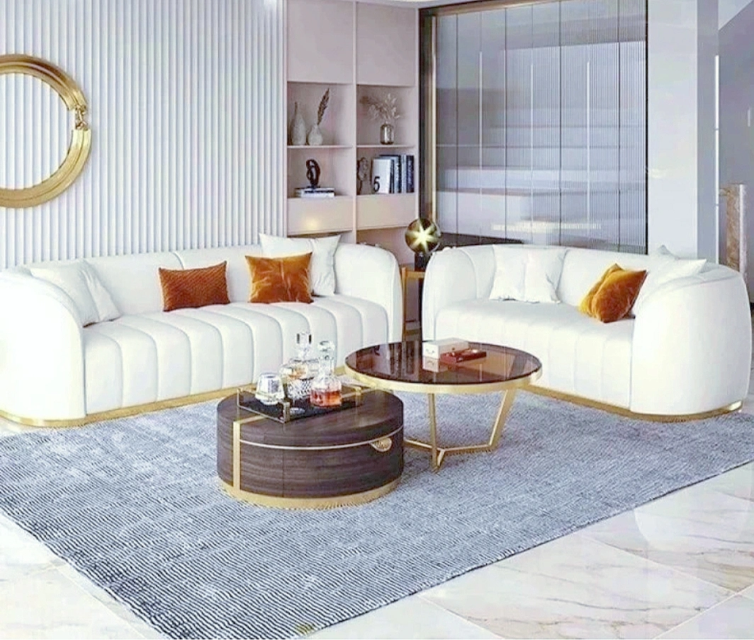 Chic Comfort: Elegant 3+2 White Sofa Set-12647375