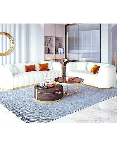 Chic Comfort: Elegant 3+2 White Sofa Set-12647375