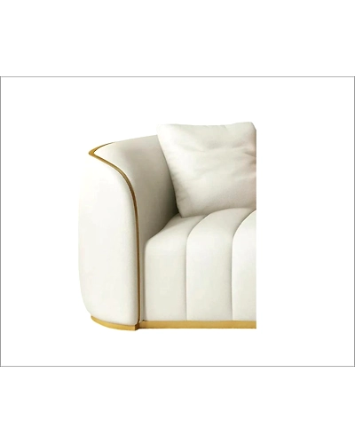 Chic Comfort: Elegant 3+2 White Sofa Set-2