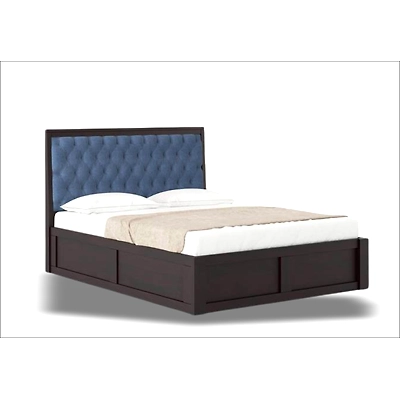 Wooden Bed with Upholstered Headboard – Stylish Comfort