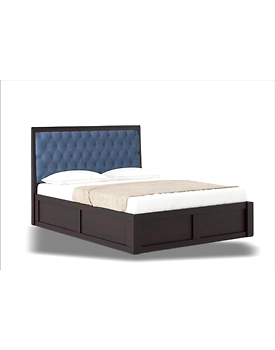 Wooden Bed with Upholstered Headboard – Stylish Comfort