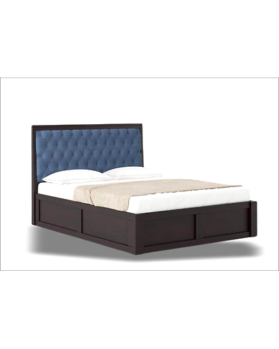 Wooden Bed with Upholstered Headboard – Stylish Comfort-12647457