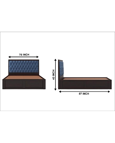 Wooden Bed with Upholstered Headboard – Stylish Comfort-1