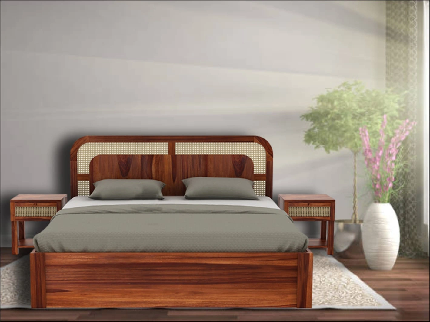 Premium Wooden Bed – Timeless Comfort and Style-12647473