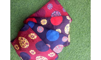 Ajrakh natural dyed Gaji Silk fabric