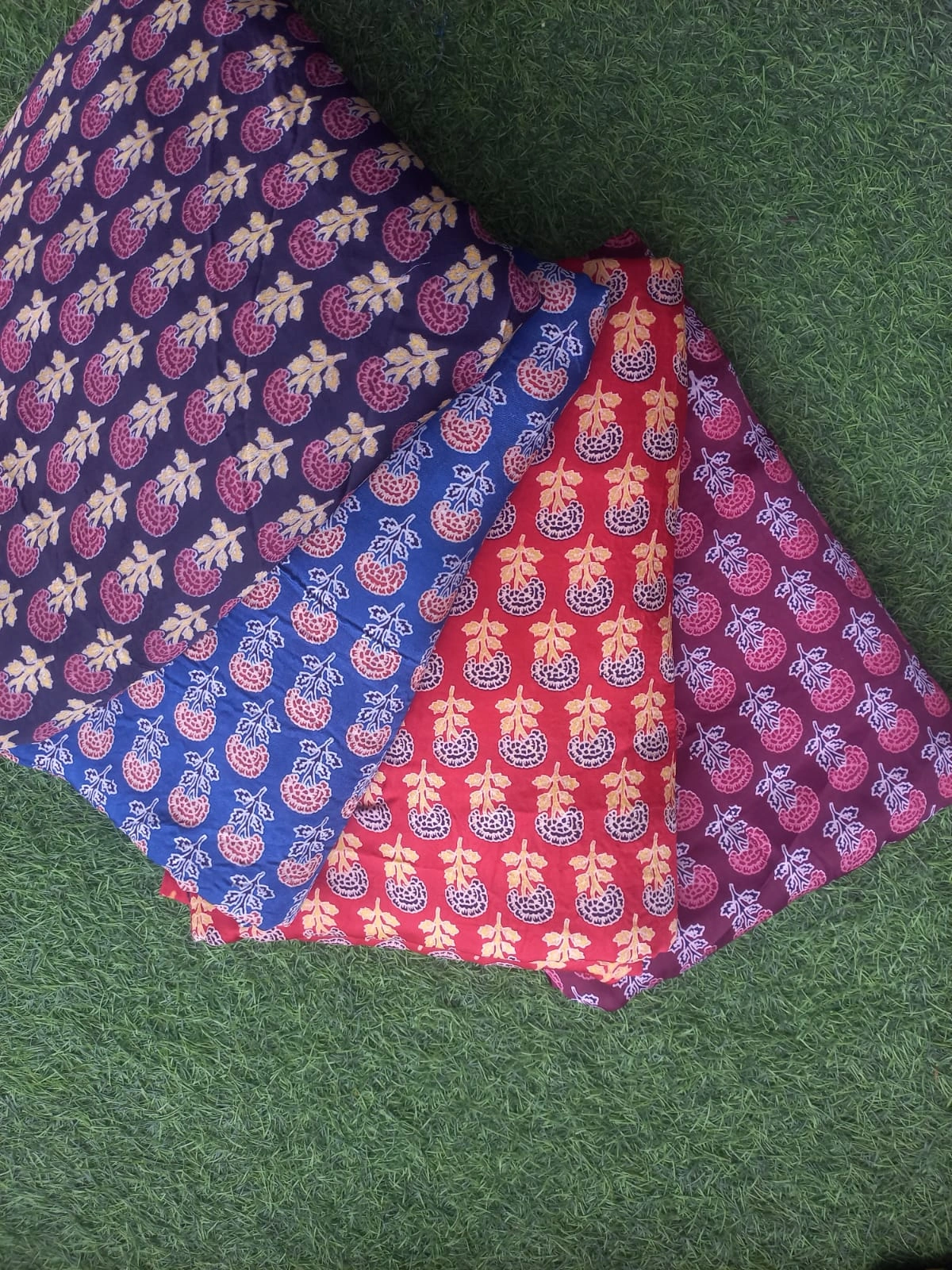 Ajrakh natural dyed Gaji Silk fabric-2