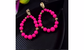 Gold Plated Exaggerated Colourful Resin Round Beaded Western Drop Earring