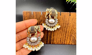Antique Gold Plated Elephant Traditional Ethnic Dangle Earring