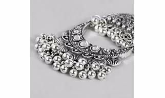 Antique Silver Plated Chand Bali Earring