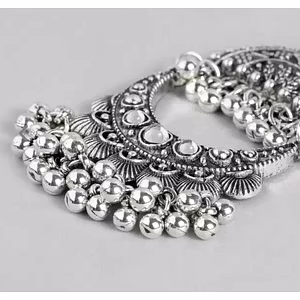 Antique Silver Plated Chand Bali Earring