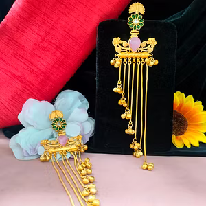 Apala Polish Chain Earrings With Moissanite Stone Luxurious Sparkle Perfect Accessory For Both Ethnic & Indo Western Ensembles