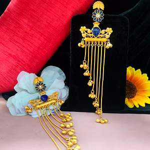 Apala Polish Chain Earrings With Moissanite Stone Luxurious Sparkle Perfect Accessory For Both Ethnic & Indo Western Ensembles