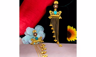 Apala Polish Chain Earrings With Moissanite Stone Luxurious Sparkle Perfect Accessory For Both Ethnic & Indo Western Ensembles