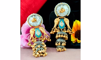 Silver Look Alike Moissanite Stone Jhumkas For Women High Quality Brass With Oxidised Silver Finish Skin Friendly Anti Tarnish