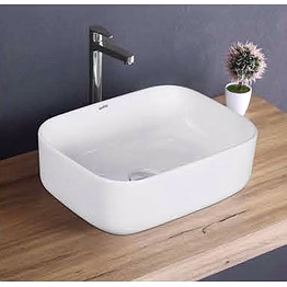 ethos "rectangular ceramic counter-top wash basin 400x300x140mm").