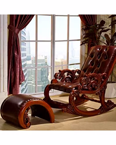 Hand Carved Teak Wood Rocking Chair-Chairs-10015