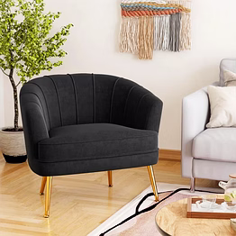 hollywood glam velvet upholstered armchair with golden legs-chairs