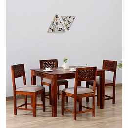 sheesham wood 4-seater dining set in honey oak finis-dining