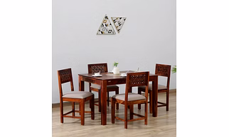 Sheesham Wood 4-Seater Dining Set in Honey Oak Finis-Dining