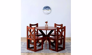 Sheesham Wood 4-Seater Dining Set with Honey Oak Finish-Dining
