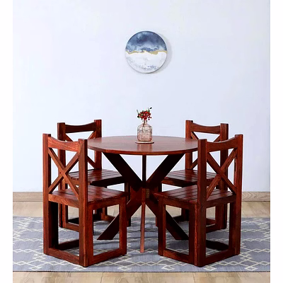 sheesham wood 4-seater dining set with honey oak finish-dining
