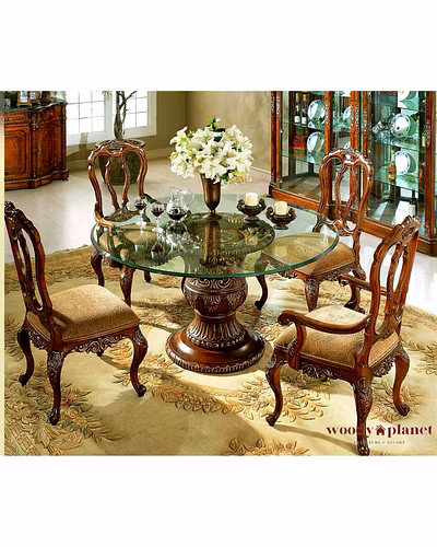 Mangalore Antique Style Hand Carved Dining Table Set-Dining-10027